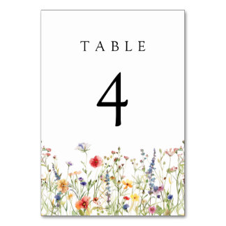 Bold Wildflower Wedding Table Number Tischnummer