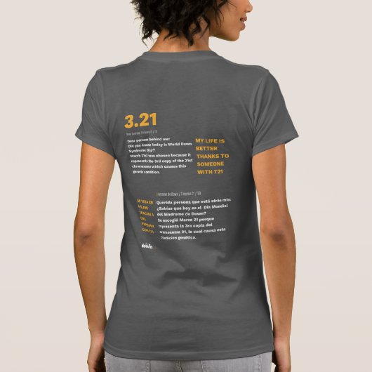 BOLD Women's 3.21 Down Syndrome Awareness T - Shir T-Shirt (Rückseite)