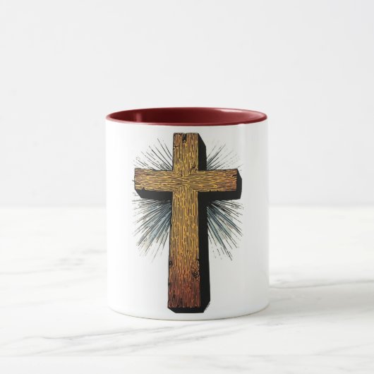 Bold Wooden Christian Cross Coffee Mug Tasse (Zentrum)