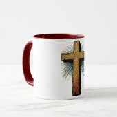 Bold Wooden Christian Cross Coffee Mug Tasse (Vorderseite Links)