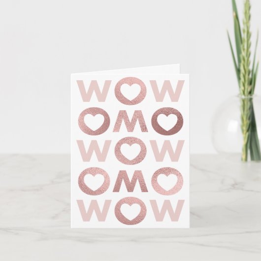 BOLD WOW MAMA Blush Pink Foil Mutter Day Card Karte (Vorderseite)