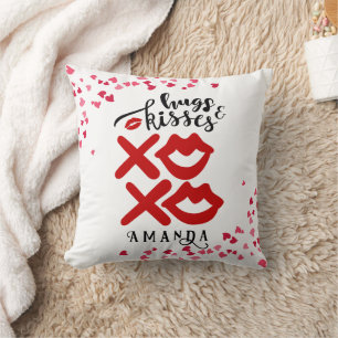 Bold XOXO Hugs & Kisses Valentinstag Gift Kissen