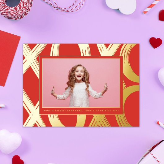 Bold XOXO Valentine Foto Folien Feiertagskarte