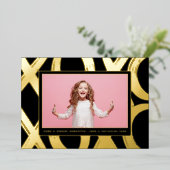 Bold XOXO Valentine Foto Folien Feiertagskarte (Stehend vorne)