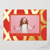 Bold XOXO Valentine Foto Folien Feiertagskarte (Vorderseite)