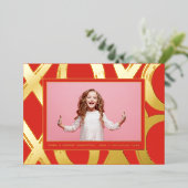 Bold XOXO Valentine Foto Folien Feiertagskarte (Stehend vorne)