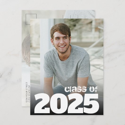 Bold Year Foto 2021 Abschluss Save the Date Postkarte (Vorne/Hinten)
