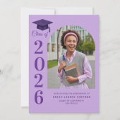 Bold year purple graduation photo announcement einladung (Vorderseite)