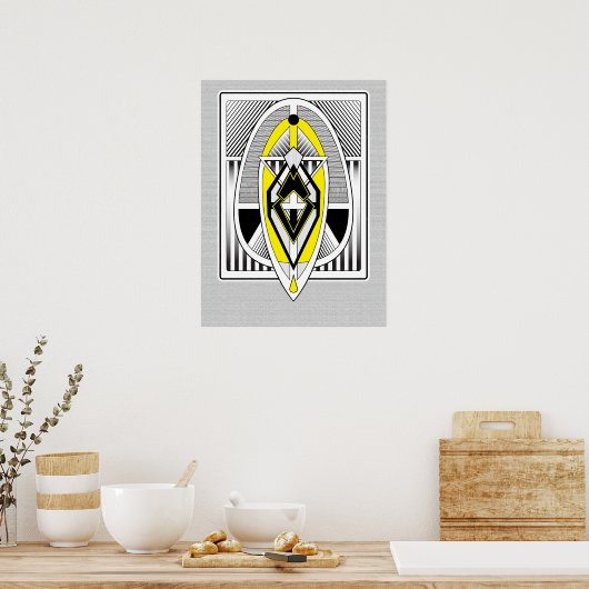 Bold Yellow & Black Geometric Art Deco Design Poster (Küche)