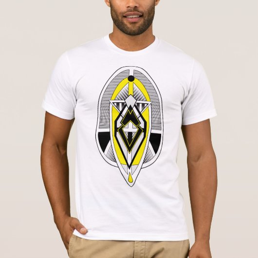 Bold Yellow & Black Geometric Art Deco Design T-Shirt (Vorderseite)