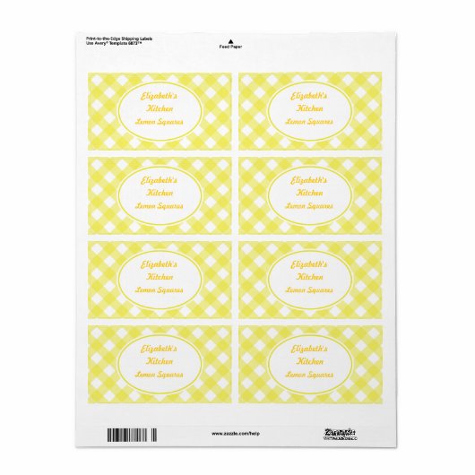 Bold Yellow Gingham Kitchen Labels (Vorne)