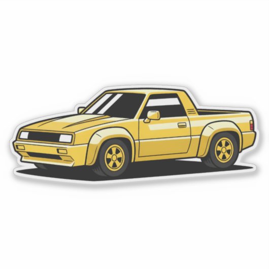 Bold Yellow Pickup Toon Aufkleber (Vorderseite)