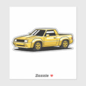 Bold Yellow Pickup Toon Aufkleber (Blatt)