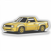 Bold Yellow Pickup Toon Aufkleber (Vorderseite)