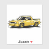 Bold Yellow Pickup Toon Aufkleber (Blatt)