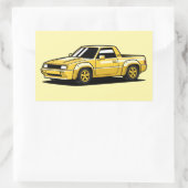 Bold Yellow Pickup Toon Rechteckiger Aufkleber (Tasche)