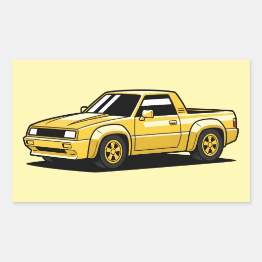 Bold Yellow Pickup Toon Rechteckiger Aufkleber (Vorderseite)
