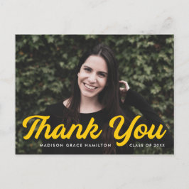 Bold Yellow Script Foto Abschluss Vielen Dank Postkarte