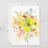 Bold Yellow Watercolor Floral Bridal Shower Einladung (Rückseite)
