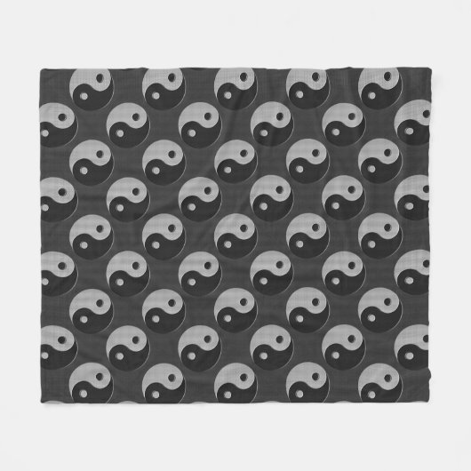 Bold Yin Yang in Carbon Fibre Print Style Fleecedecke (Vorderseite (Horizontal))