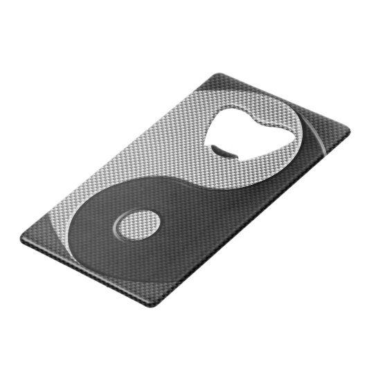 Bold Yin Yang in Carbon Fibre Print Style Geldbeutel Flaschenöffner (Vorderseite Schrägansicht)