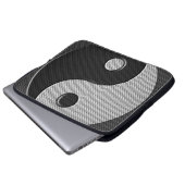 Bold Yin Yang in Carbon Fibre Print Style Laptopschutzhülle (Vorne Knopf)