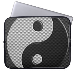 Bold Yin Yang in Carbon Fibre Print Style Laptopschutzhülle