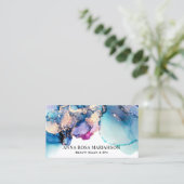 *~* Bold Yummy Türkis Aquamarin Gold Gilded AP29 Visitenkarte (Stehend Vorderseite)