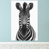 Bold Zebra Black White Canvas Print Leinwanddruck (Insitu (Holzboden))