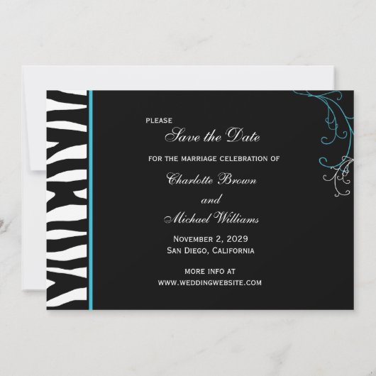 Bold Zebra Pattern Wedding Foto Save the Date (Rückseite)