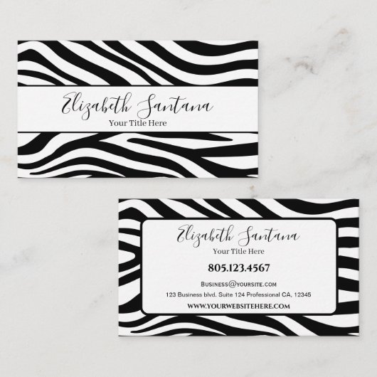 Bold Zebra Print Visitenkarte (Vorne/Hinten)