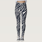 Bold Zebra Skin Pattern Black & White ID1151 Leggings (Vorderseite)