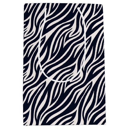Bold Zebra Skin Pattern Black & White ID1151 Mittlere Geschenktüte (Vorderseite)