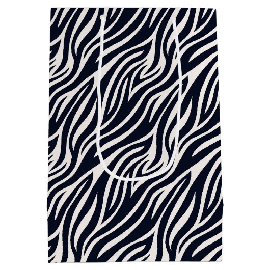 Bold Zebra Skin Pattern Black & White ID1151 Mittlere Geschenktüte (Rückseite)