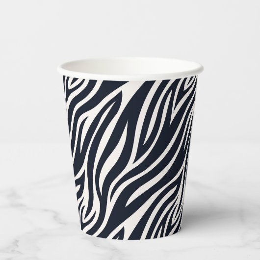 Bold Zebra Skin Pattern Black & White ID1151 Pappbecher (Rückseite)