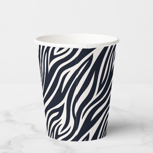 Bold Zebra Skin Pattern Black & White ID1151 Pappbecher (Rechts)