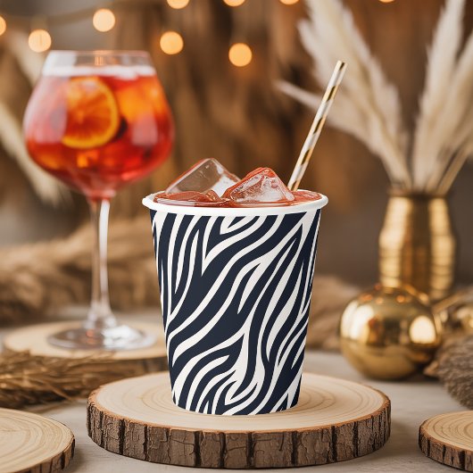 Bold Zebra Skin Pattern Black & White ID1151 Pappbecher