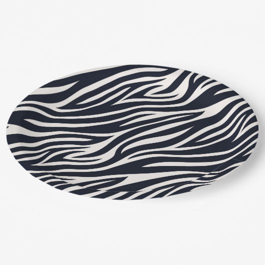 Bold Zebra Skin Pattern Black & White ID1151 Pappteller (Schrägansicht)