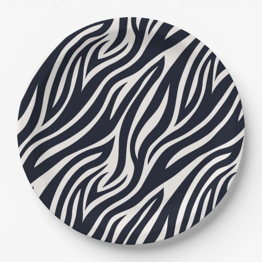Bold Zebra Skin Pattern Black & White ID1151 Pappteller (Vorderseite)