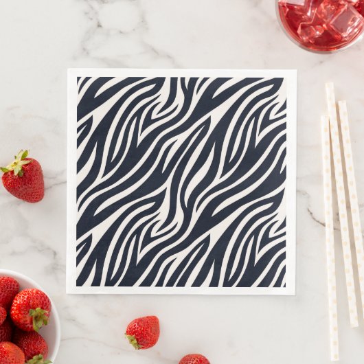 Bold Zebra Skin Pattern Black & White ID1151 Serviette (Beispiel)
