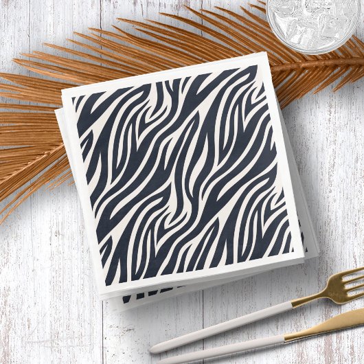 Bold Zebra Skin Pattern Black & White ID1151 Serviette