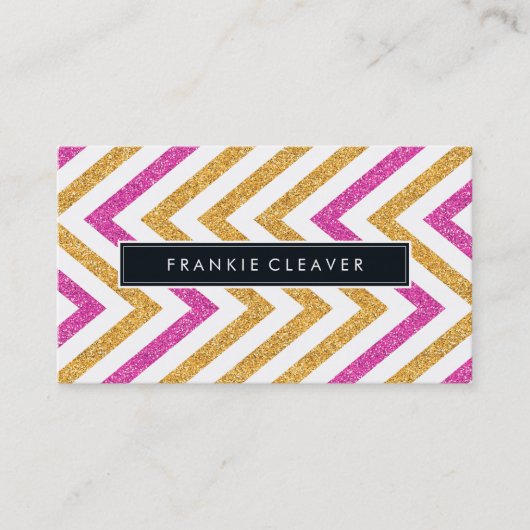 BOLD ZICKZACK PATTERN cooler moderner Goldpinken G Visitenkarte (Vorderseite)