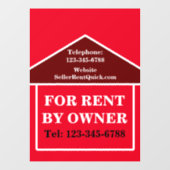 BOLD ZUM VERMIETEN DURCH EIGENTÜMER ECHTES Anwesen Fensteraufkleber (Blatt)