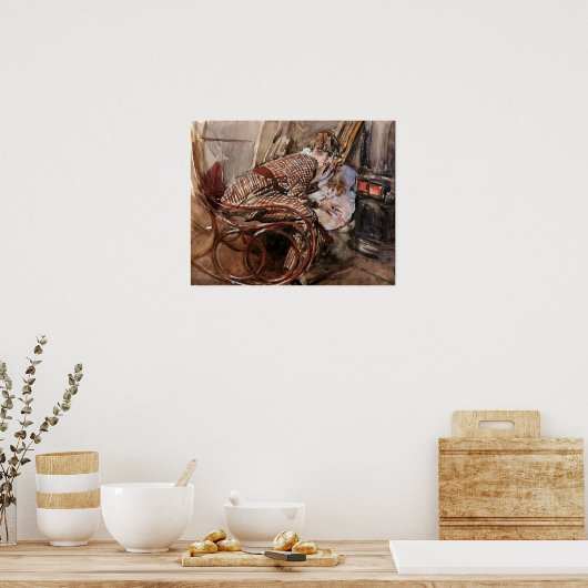 Boldini - Dame vor dem Ofen 1912 Poster (Küche)