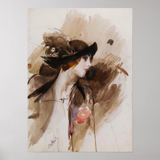 Boldini - Frau mit Hut 1905 Poster (Vorne)