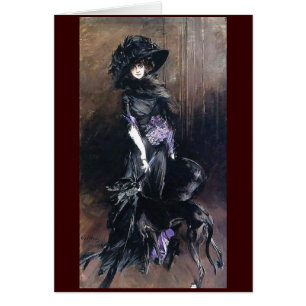 Boldini Frauen-Windhundhundeschwarz-Kleiderschöne