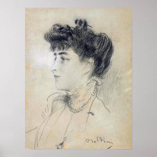 Boldini - Lady mit Pearl Necklace Poster (Vorne)