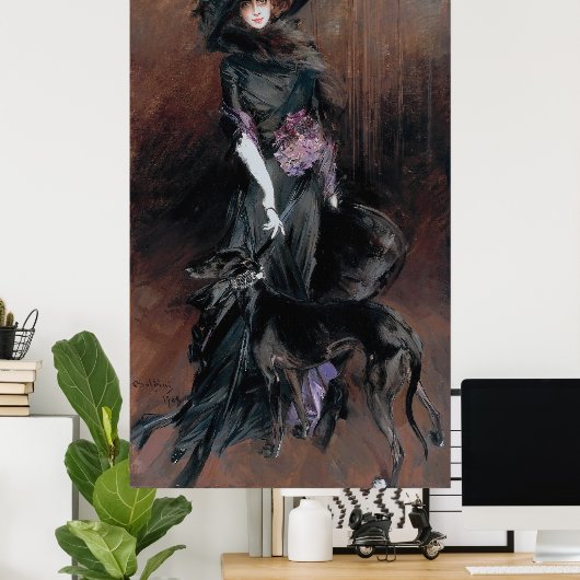 Boldini - Marchesa Luisa Casati mit Greyhound Poster (Heimbüro)
