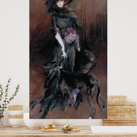 Boldini - Marchesa Luisa Casati mit Greyhound Poster (Küche)
