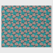 Boldly Stylized Roses In Shades Of Teal And Turquo Geschenkpapier (Flach)